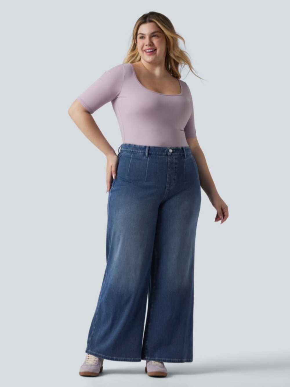 NEW SIZE XL HALARA FLEX HIGH WAISTED TUMMY CONTROL WIDE LEG JEANS BACK POCKETS
